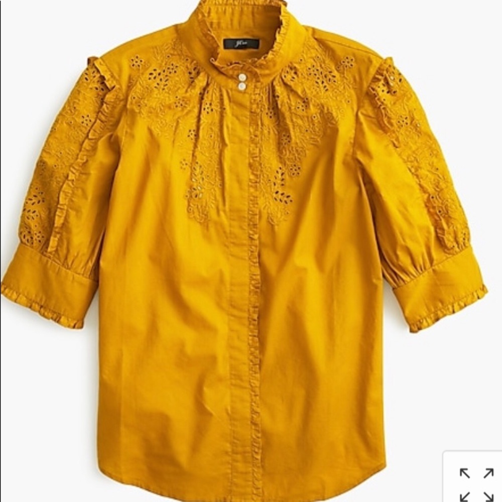 Jcrew Mockneck Embroidered Blouse